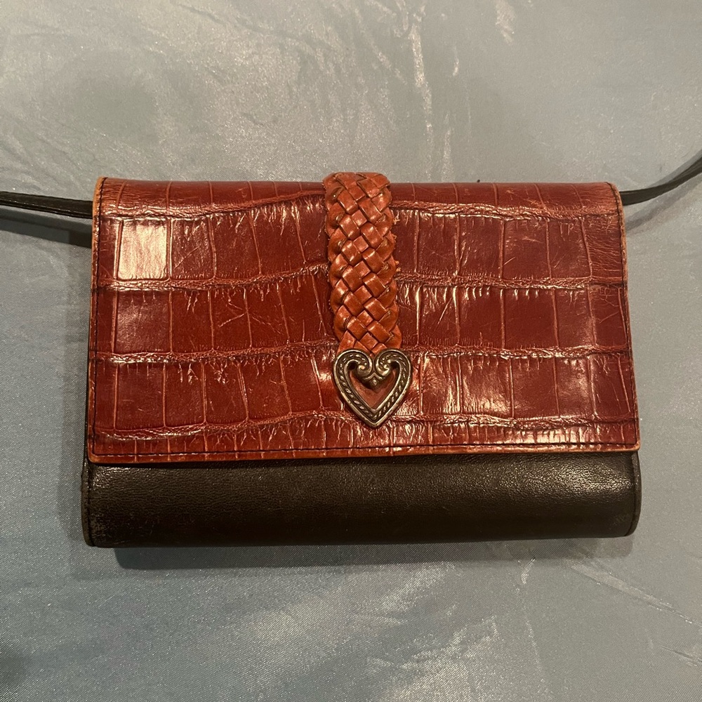 Brighton Croc-Embossed Red and Black Crossbody Bag